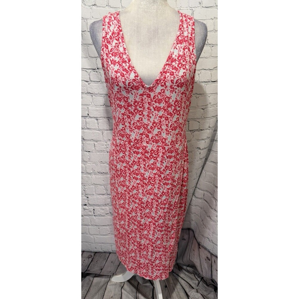 Women's BCBG Paris  V-Neck Jersey Cut Out Back Midi Dress, Pink Floral Size XL